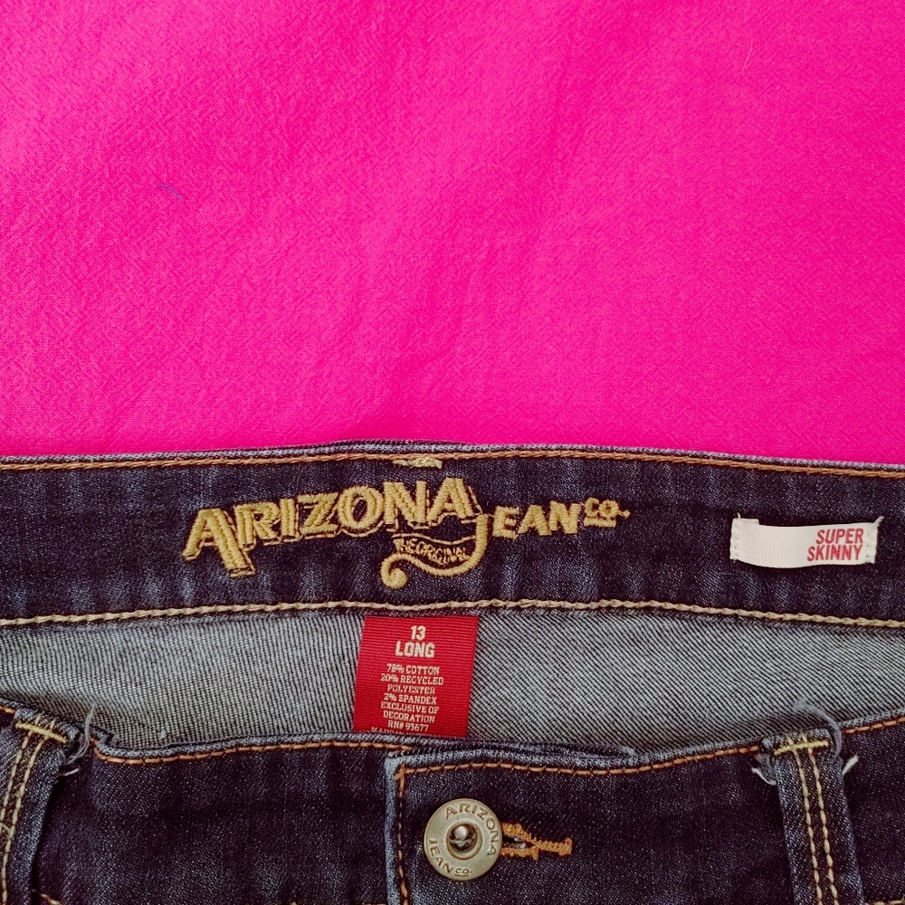 Arizona super skinny size 13 "Long" styled dark wash jeans.